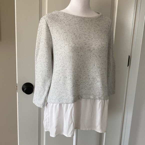 LOFT petite medium top 3/4 sleeves layered look ribbed - Picture 5 of 12